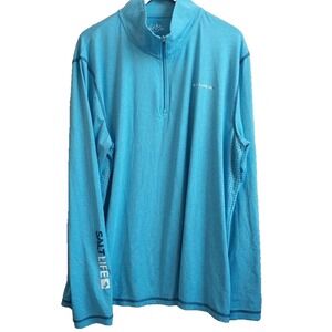 Salt Life SLX Uvapor Blue 1/4 Zip Men's 2XL Pullover Shirt Lightweight Fishing